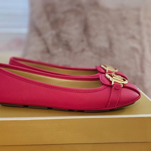 Michael Kors Carmine Pink Moccasin Ballet Flats 6 - Picture 2 of 5